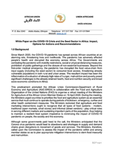 The COVID-19 crisis and the seed sector in Africa